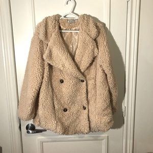 MISSLOOK  Fleece Jacket, Beige/Tan, Size